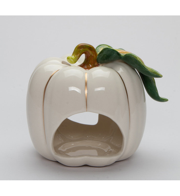 Ceramic White Pumpkin Jack-O-Lantern Tealight Candle Holder Home Décor Gift for Her Gift for Mom Fall Décor Halloween