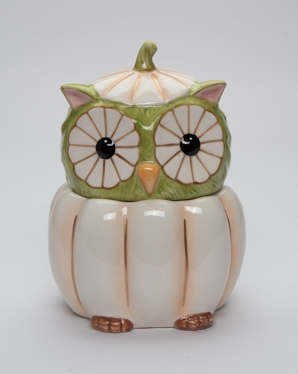 Ceramic White Pumpkin Owl Candy Jar Home Décor Gift for Her Gift for Mom Kitchen Décor Fall Décor Halloween Décor - jar