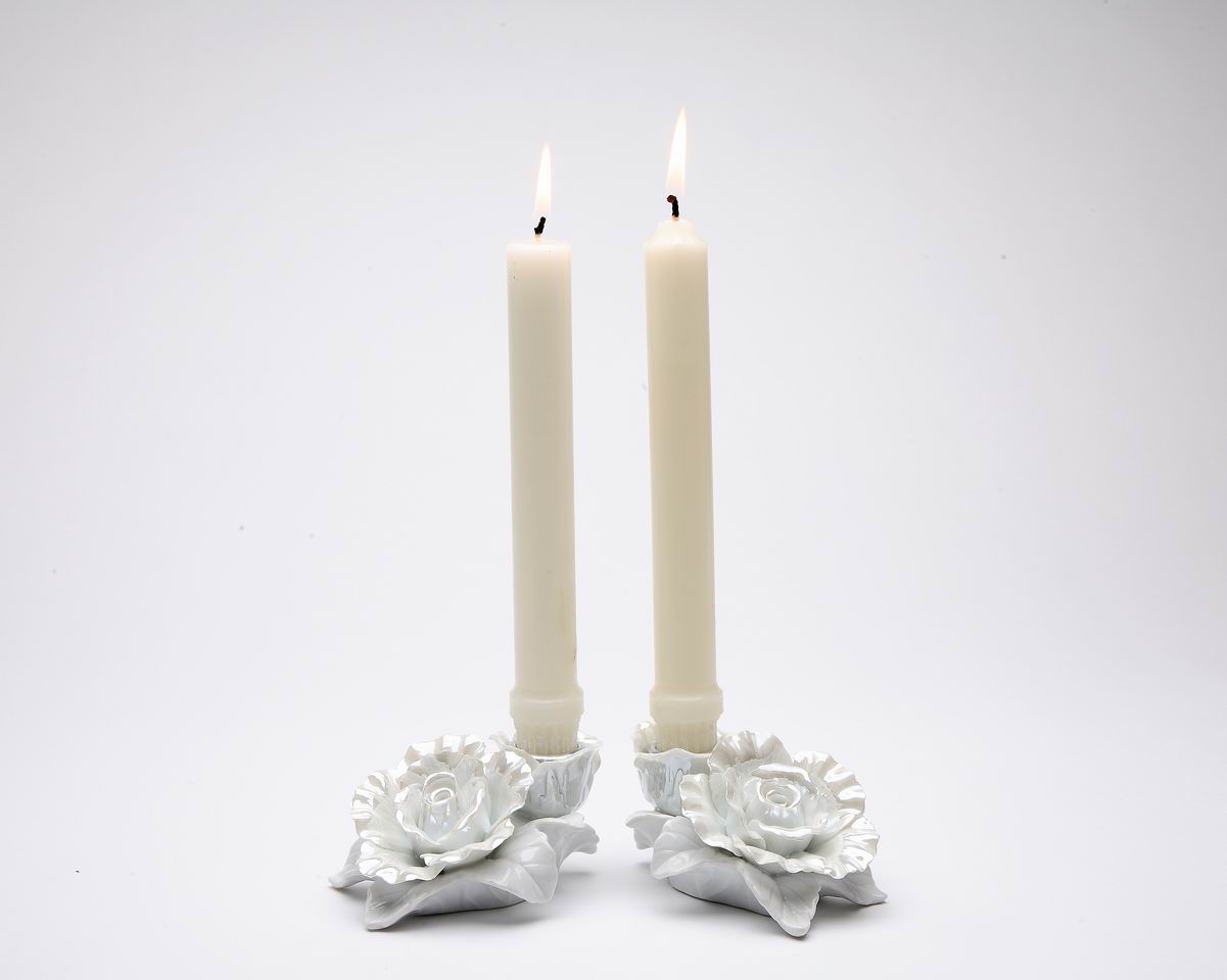 Ceramic White Rose Candle Holder-Set of 2 Wedding Décor or Gift Anniversary Décor or Gift Home Décor Vanity Decor