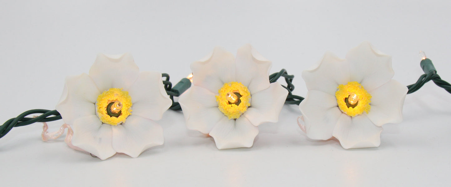Ceramic White Rose Flower Light Covers Wedding Decor Romantic Decor Christmas Decor Gift for Her Gift for Mom - Night
