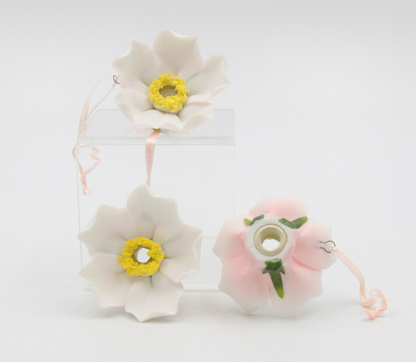 Ceramic White Rose Flower Light Covers Wedding Decor Romantic Decor Christmas Decor Gift for Her Gift for Mom - Night