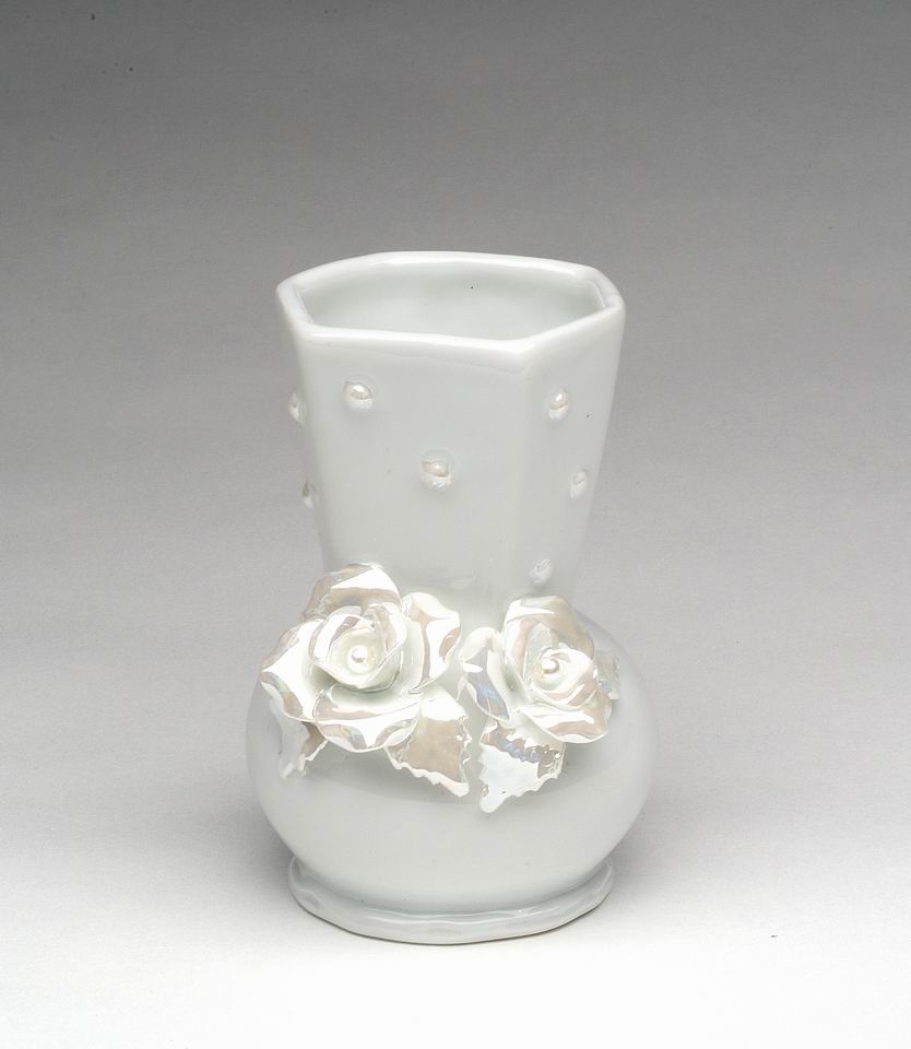Ceramic White Rose Vase Wedding Décor or Gift Anniversary Décor or Gift Home Décor Vanity Decor - vase