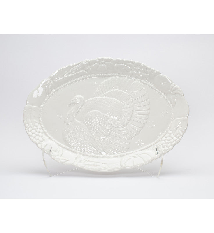 Ceramic White Turkey Platter Home Décor Gift for Her Gift for Mom Farmhouse Kitchen Décor Fall Décor Thanksgiving Décor