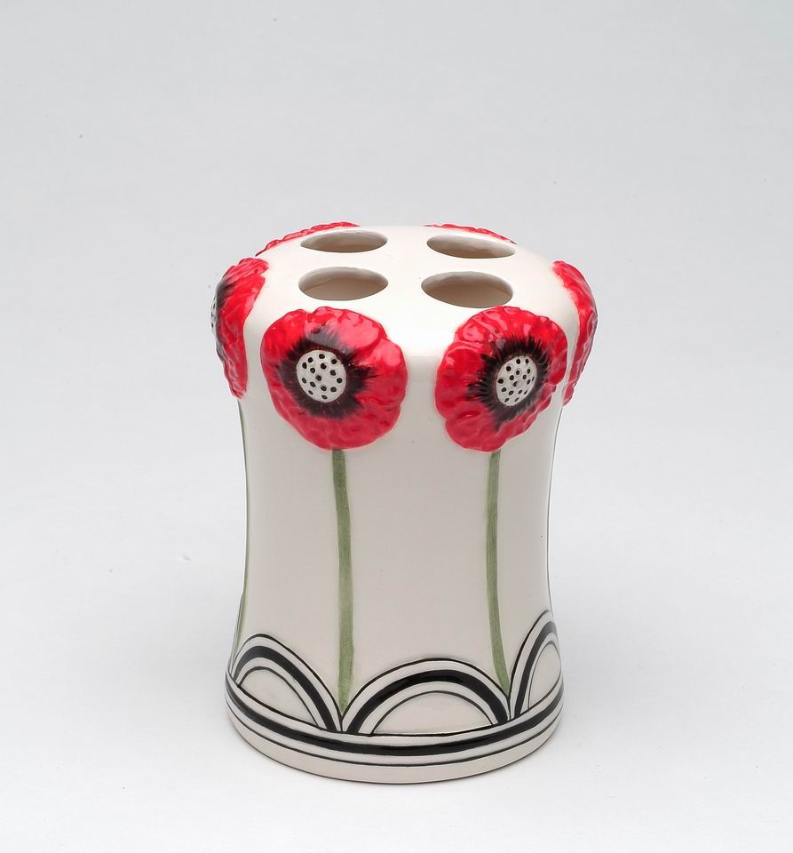 Ceramic Wild Poppy Flower Toothbrush Holder Home Décor Gift for Her Gift for Mom Vanity Decor - toothbrush holder