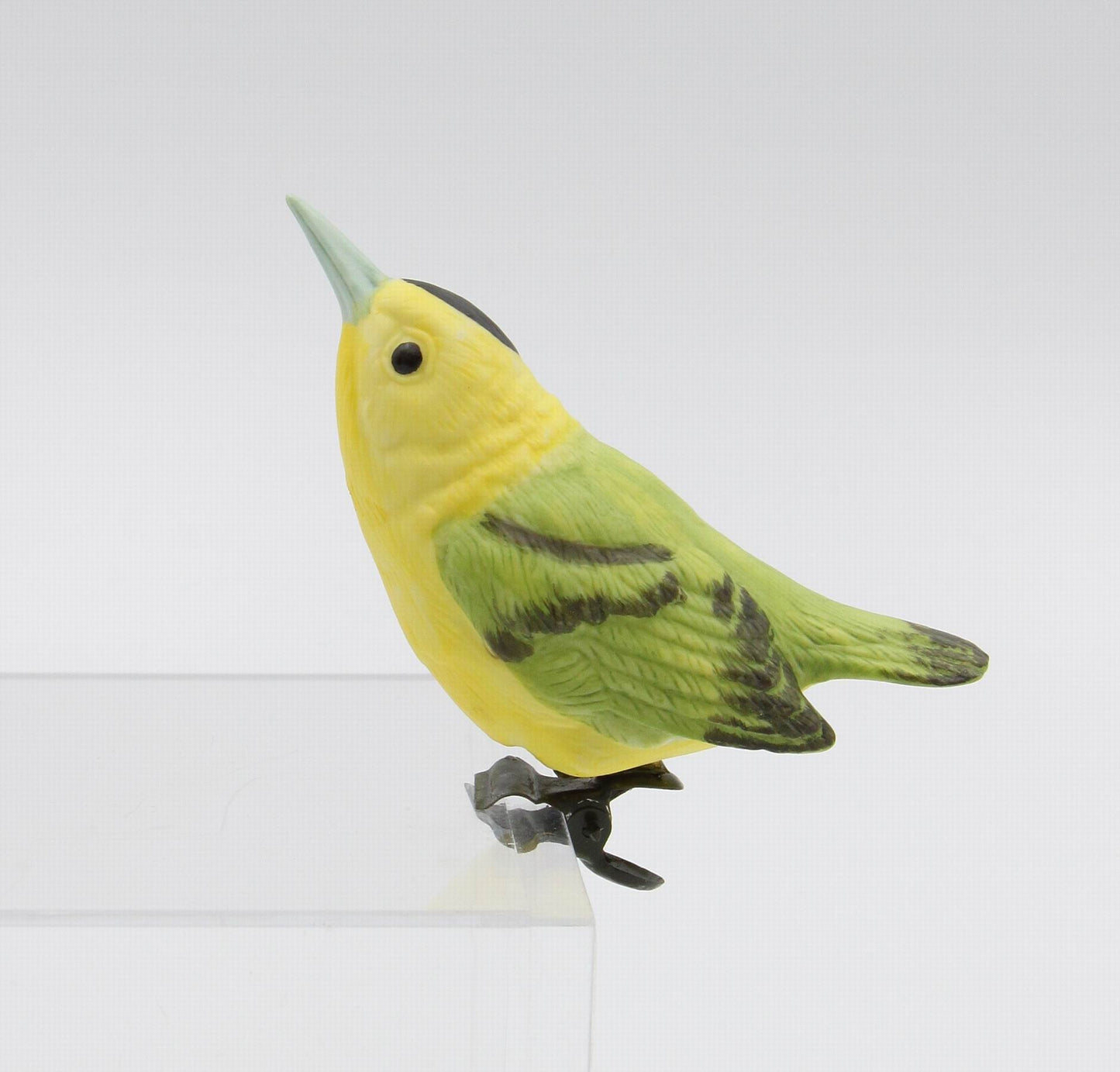 Ceramic Wilson Warbler Bird Clip-On Birdhouse Decor Home Decor Gift for Her Gift for Mom Birdwatcher Gift Vintage Decor