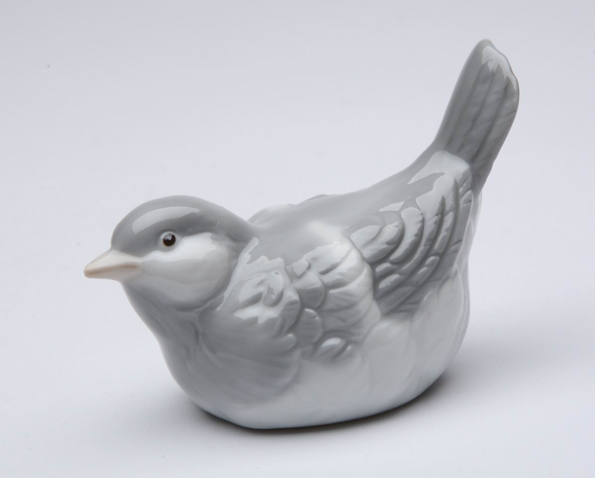 Ceramic Wings Closed Gray Bird Figurine Gift for Birdwatcher Gift for Her Gift for Mom Home Decor