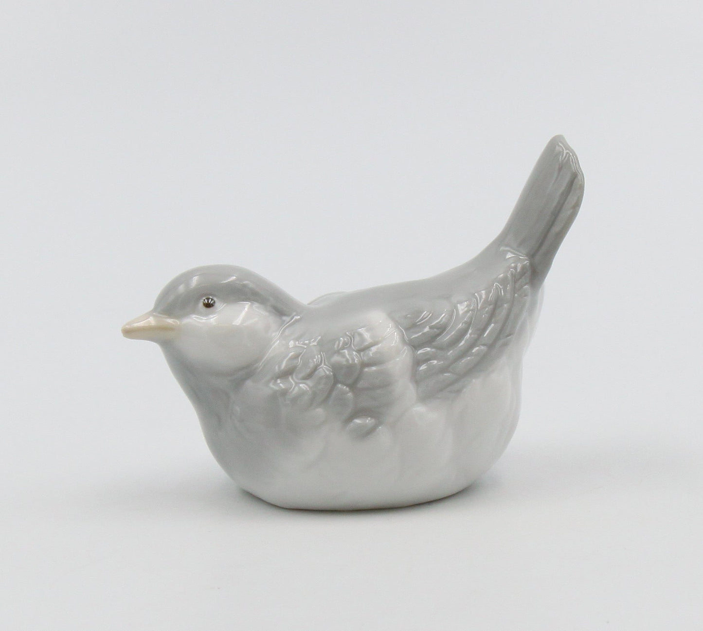 Ceramic Wings Closed Gray Bird Figurine Gift for Birdwatcher Gift for Her Gift for Mom Home Decor