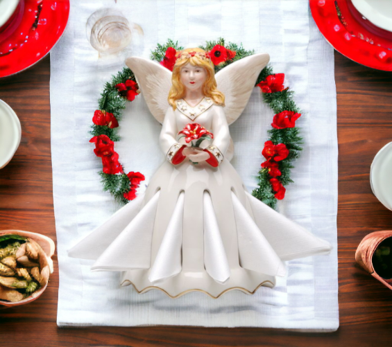 Ceramic Winter Fairy Napkin Holder Home Décor Gift for Her Gift for Mom Kitchen Décor Christmas Décor - Figurine