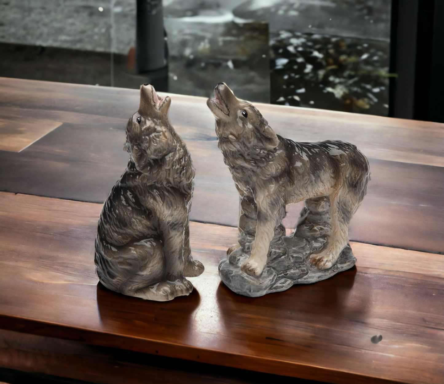 Ceramic Wolf Salt & Pepper Shakers Home Décor Gift for Her Gift for Mom Kitchen Décor Cabin Decor - Salt & Pepper