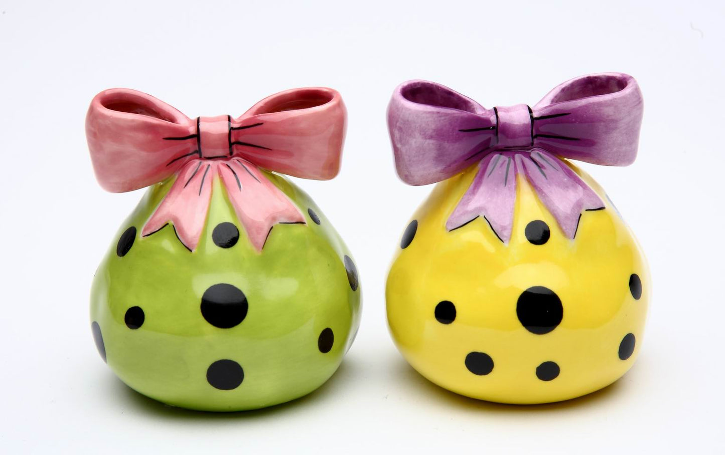 Ceramic Yellow & Green Dotted Salt & Pepper Shakers Home Décor Gift for Her Gift for Mom Kitchen Décor - Salt & Pepper