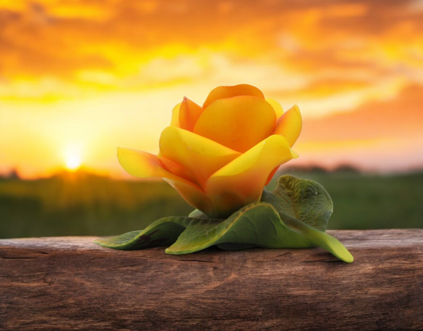 Ceramic Yellow Rose Flower Figurine Home Decor Bathroom Decor Gift for Her Gift for Mom - Figurine