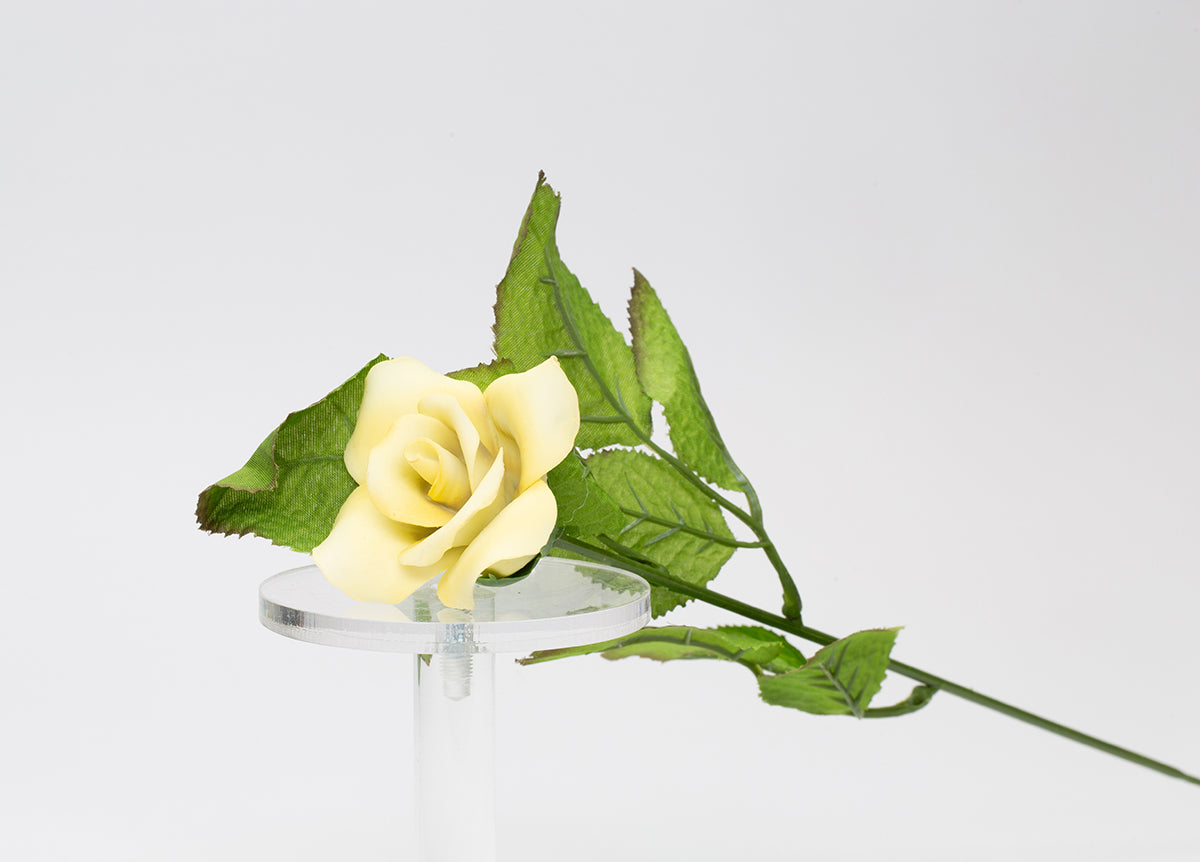 Ceramic Yellow Rose Flower - Set of 2 Romantic Decor Wedding Decor Gift for Her Gift for Mom - Figurine