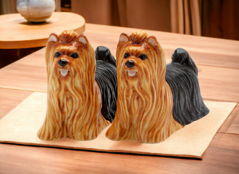 Ceramic Yorkshire Terrier Dogs Salt & Pepper Shakers Home Décor Gift for Her Gift for Mom Kitchen Décor Gift for Dog