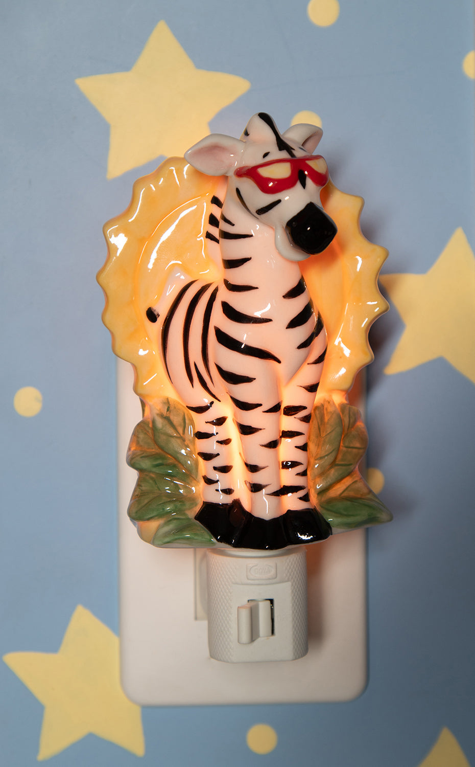 Ceramic Zebra Plug-In Nightlight Home Décor Nursery Room Décor Baby Registry Gift Gift for New Parents - Night Lights &