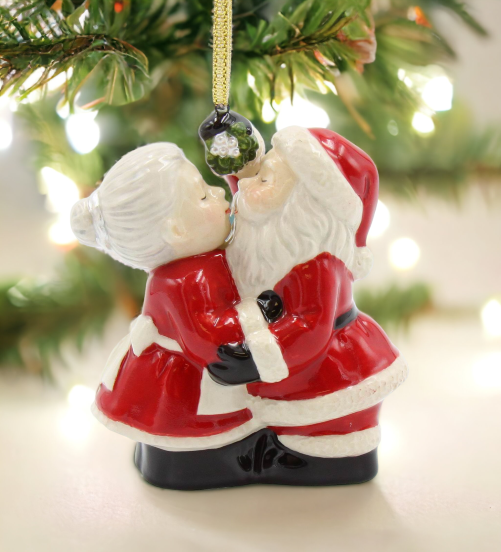Christmas Decor Santa And Mrs. Claus Kissing Ornament Home Décor Gift for Her Gift for Mom Kitchen Décor Christmas