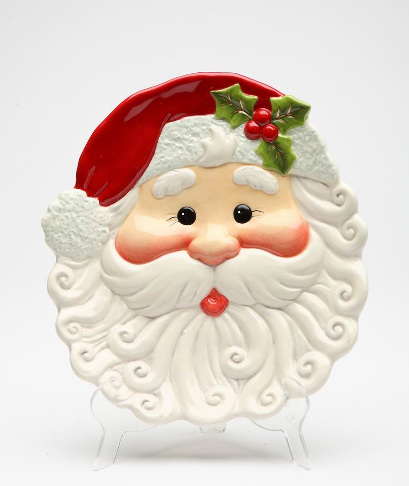 Christmas Hand Painted Ceramic Santa Claus Decor Plate Home Décor Gift for Her Gift for Mom Kitchen Décor Christmas