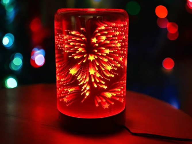 Diffusers For Essential Oils 3D Glass Art -Fireworks- Oil Diffuser with Alternating Colors Bedroom Decor Gift for Her