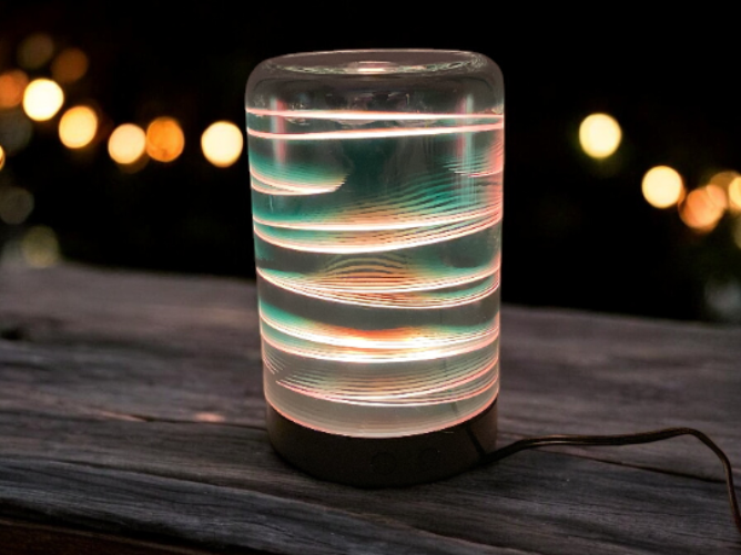 Diffusers For Essential Oils 3D Glass Art -Stripes- Oil Diffuser with Alternating Colors Bedroom Decor Gift for Her