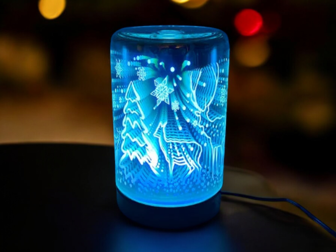 Diffusers For Essential Oils 3D Glass Art -Winter- Oil Diffuser with Alternating Colors Bedroom Decor Gift for Her