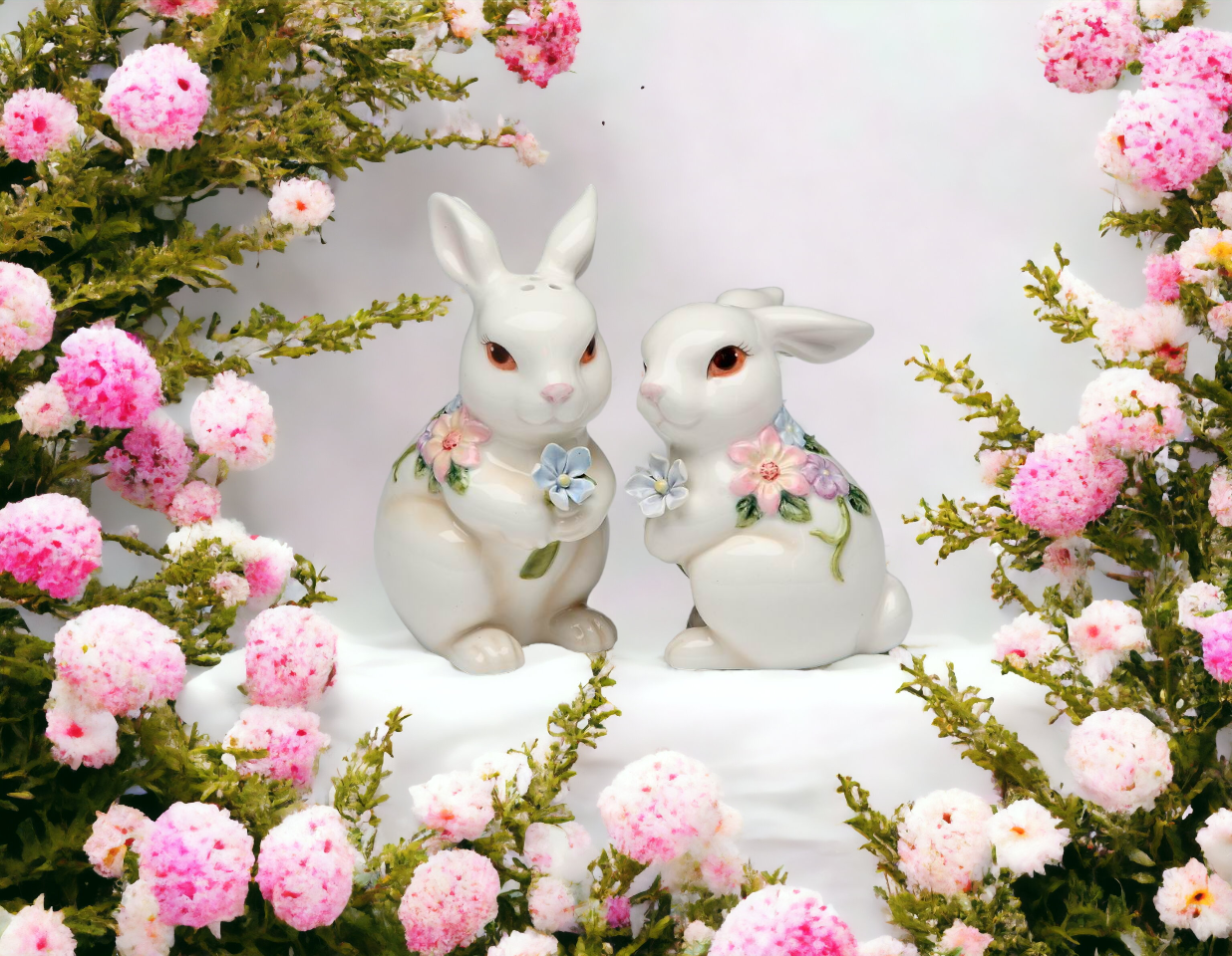 Easter Rabbits Holding Flowers Salt and Pepper Shakers Home Décor Gift for Her Gift for Mom Kitchen Décor Spring Décor