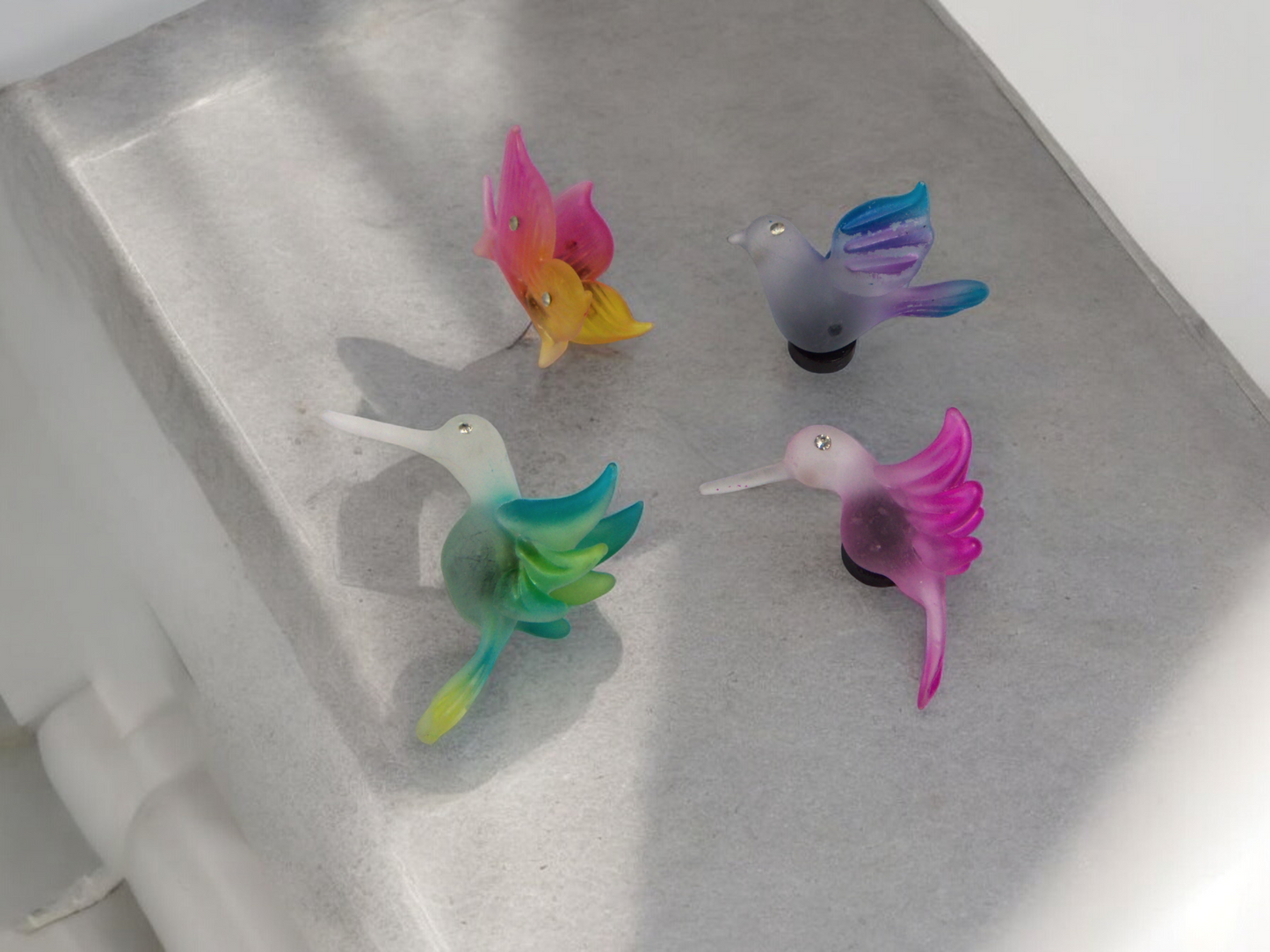 Glass Magnets of Hummingbirds Dove Butterfly (Set of 4) Birdwatcher Gift Gift for Her Gift for Mom Refrigerator Decor