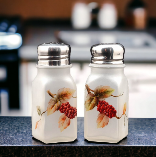 Glass Salt and Pepper Shakers with Hand Painted Mulberry Home Décor Gift for Her Gift for Mom Kitchen Décor - Salt &