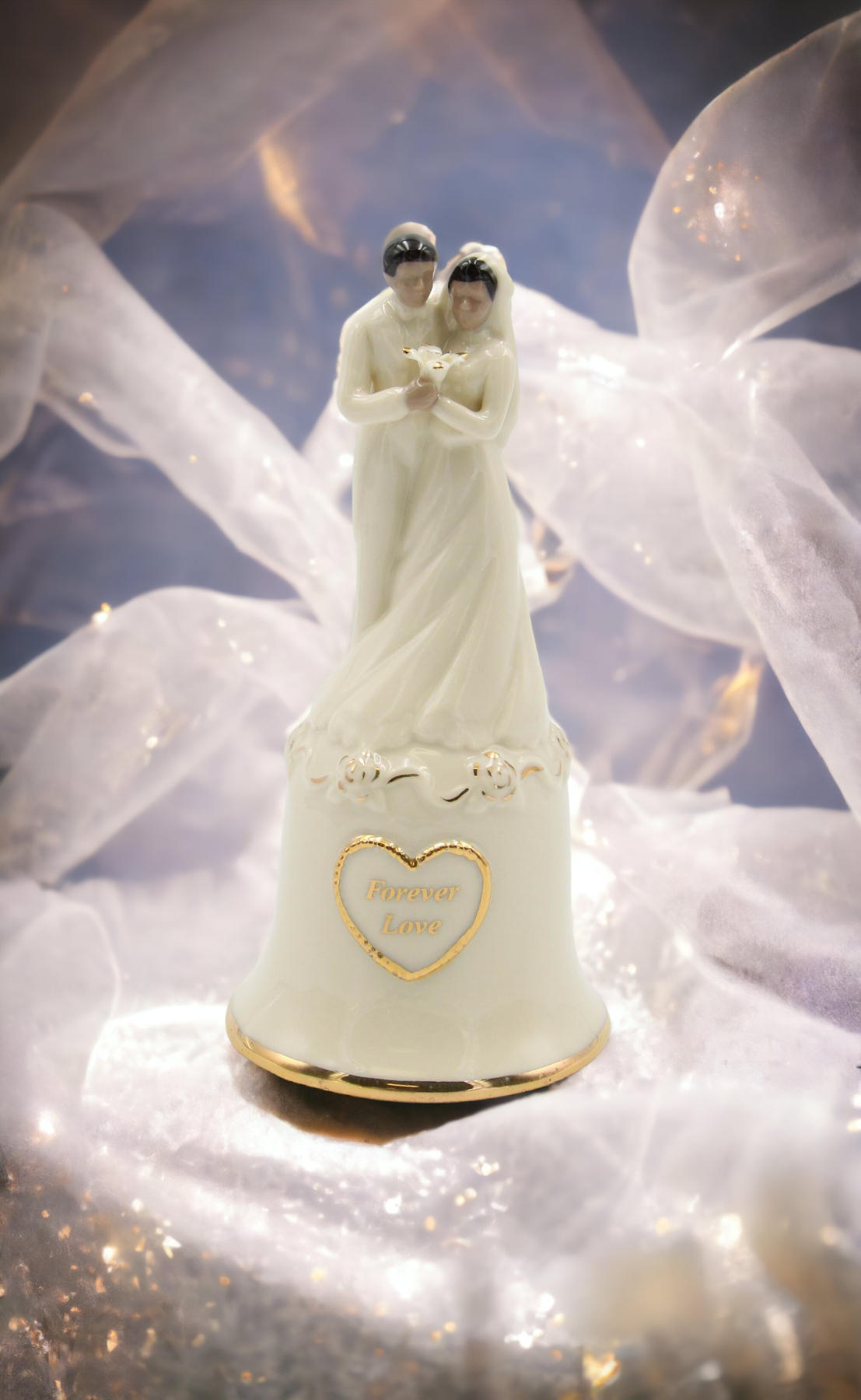 Hand Crafted Ceramic African American Wedding Couple Bell Wedding Décor Wedding Gift Wedding Favor Anniversary Décor
