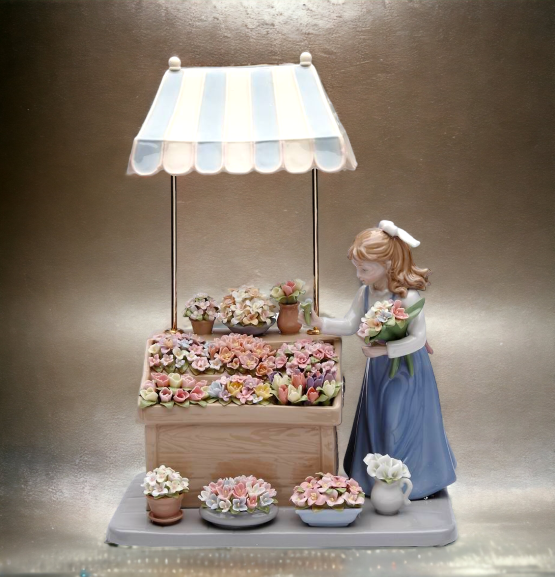 Hand Crafted Ceramic Girl Flower Shop Centerpiece Figurine Home Décor Gift for Her Gift for Mom Spring Décor - Figurines