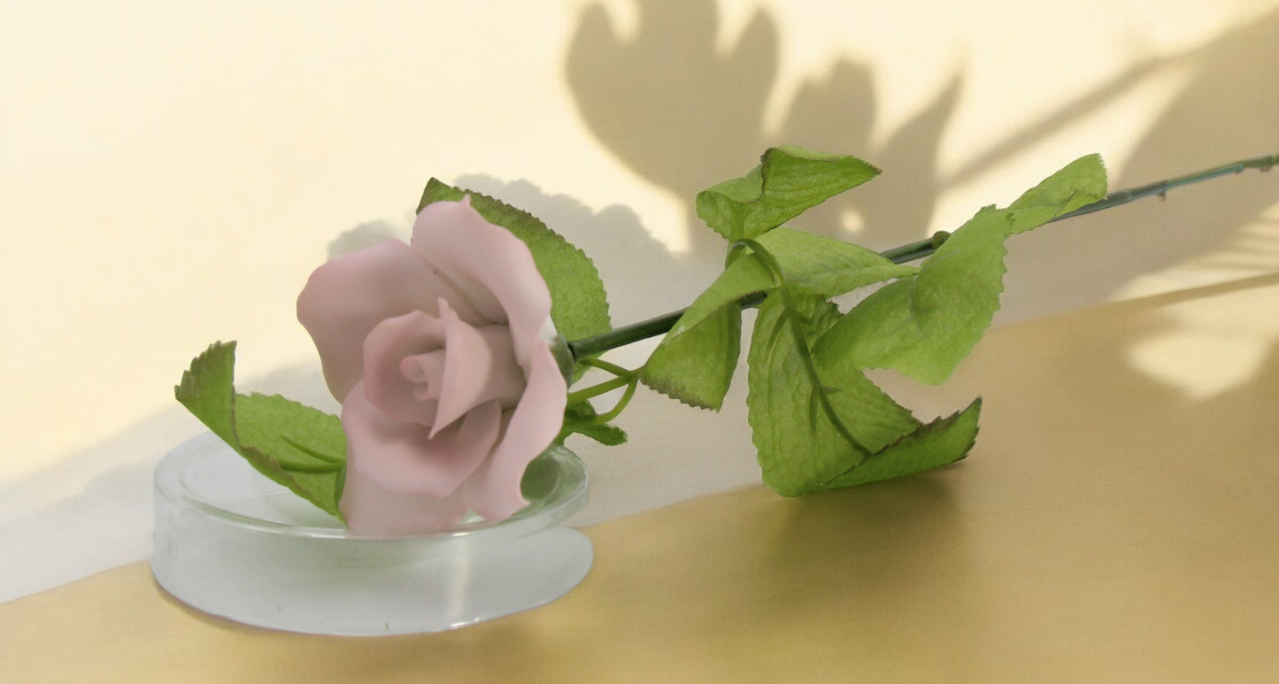 Hand Crafted Ceramic Pink Rose Flower - Set of 2 Valentines Day Decor Wedding Décor Wedding Gift Anniversary Décor
