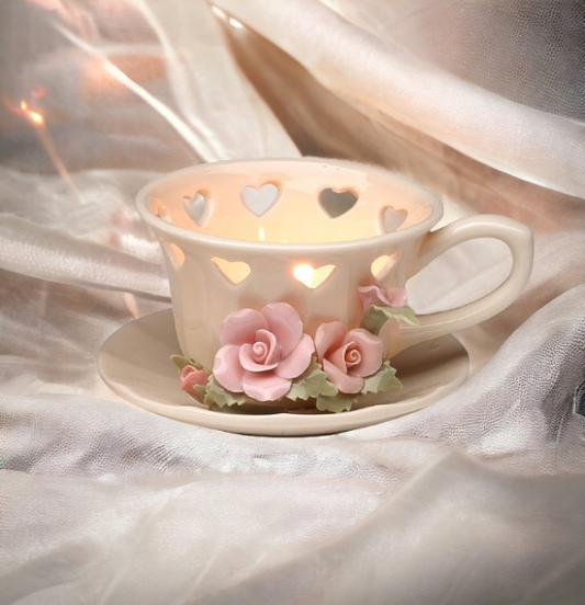 Hand Crafted Ceramic Rose Cup Tealight Candle Holder Wedding Décor Wedding Gift Wedding Favor Anniversary Décor