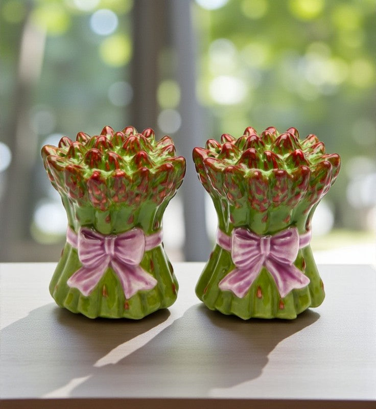Hand Painted Ceramic Asparagus Salt and Pepper Shakers Home Décor Gift for Her Gift for Mom Kitchen Décor Farmhouse