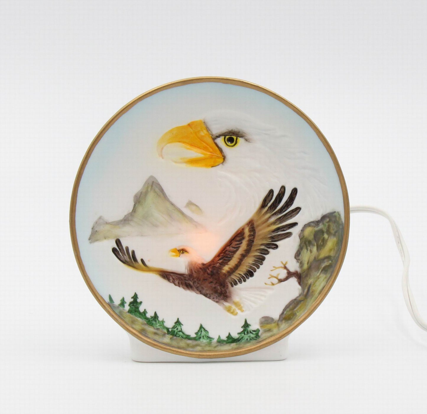 Hand Painted Ceramic Bald Eagle Nightlight Home Décor Patriot Gift Gift for Mom Dad Independence Day Décor July 4th