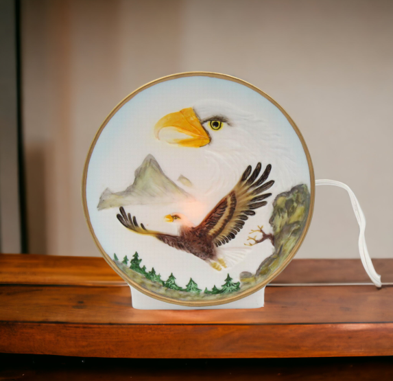 Hand Painted Ceramic Bald Eagle Nightlight Home Décor Patriot Gift Gift for Mom Dad Independence Day Décor July 4th