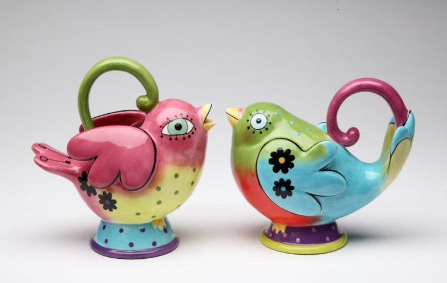 Hand Painted Ceramic Birds Sugar & Creamer Set Home Décor Gift for Her Gift for Mom Kitchen Décor Birdwatcher Gift
