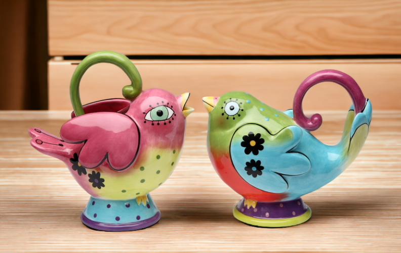 Hand Painted Ceramic Birds Sugar & Creamer Set Home Décor Gift for Her Gift for Mom Kitchen Décor Birdwatcher Gift