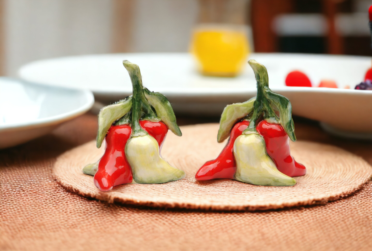 Hand Painted Ceramic Chili Salt & Pepper Shakers Home Décor Gift for Her Gift for Mom Kitchen Décor Farmhouse Décor