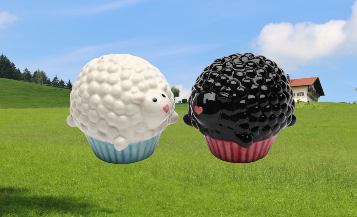 Hand Painted Ceramic Cupcake Sheep Salt & Pepper Shakers Home Décor Gift for Her Gift for Mom Kitchen Décor Farmhouse