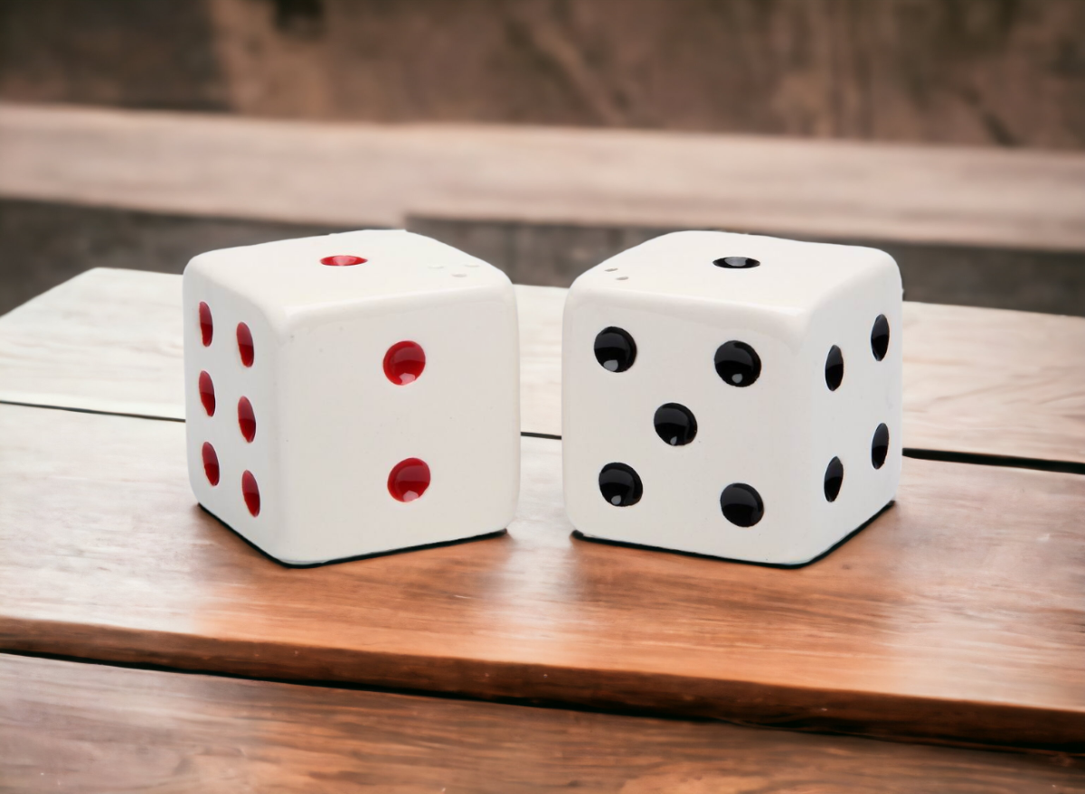 Hand Painted Ceramic Dice Salt & Pepper Shakers Home Décor Gift for Him Gift for Dad Kitchen Décor Game Room Decor