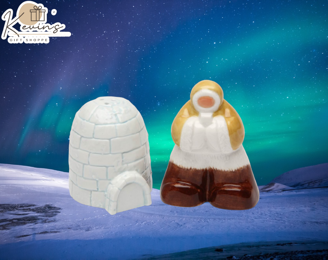 Hand Painted Ceramic Eskimo With Igloo Salt & Pepper Shakers Home Décor Gift for Her Gift for Mom Kitchen Décor - Salt