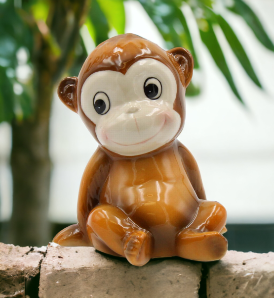 Hand Painted Ceramic Monkey Piggy Bank Home Décor Gift for Daughter Gift for Son Kids’ Room Decor - Piggy Banks & Money