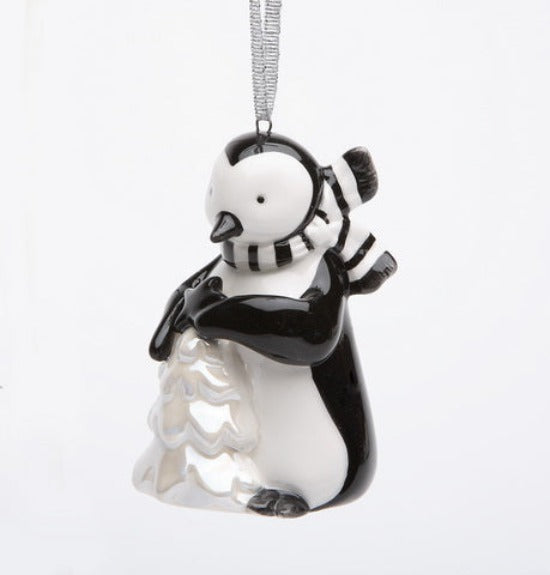 Hand Painted Ceramic Penguin With Christmas Tree Ornament Home Décor Gift for Her Gift for Mom Kitchen Décor Christmas