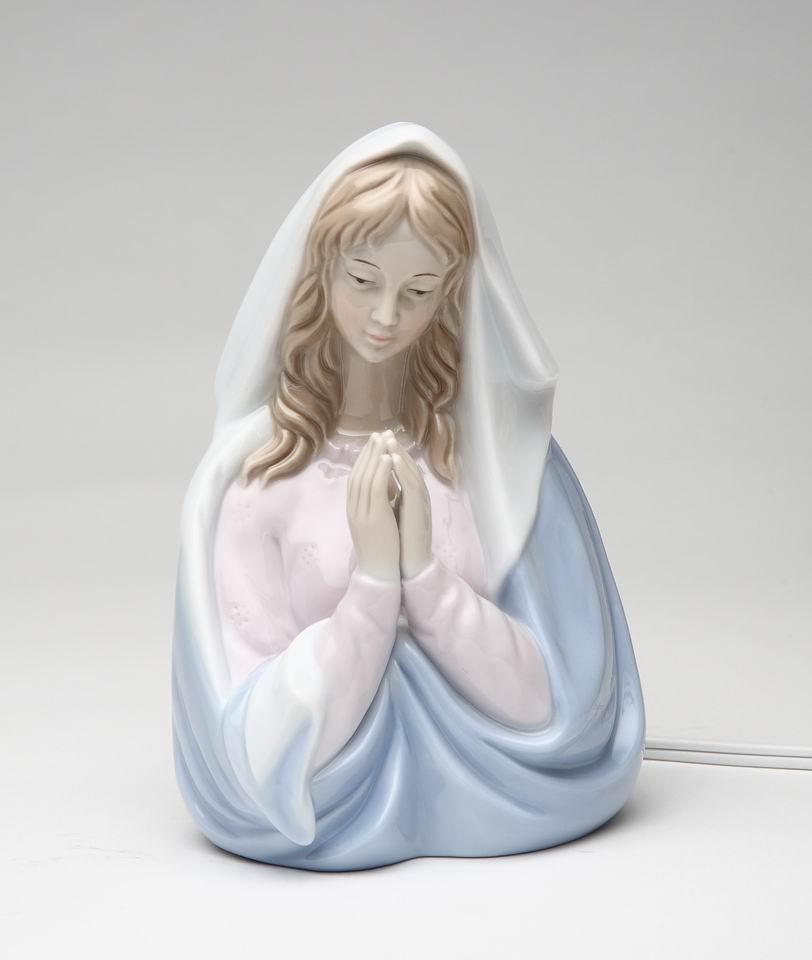 Hand Painted Ceramic Praying Madonna Night Light Home Décor Religious Décor Religious Gift Church Décor Baptism Gift