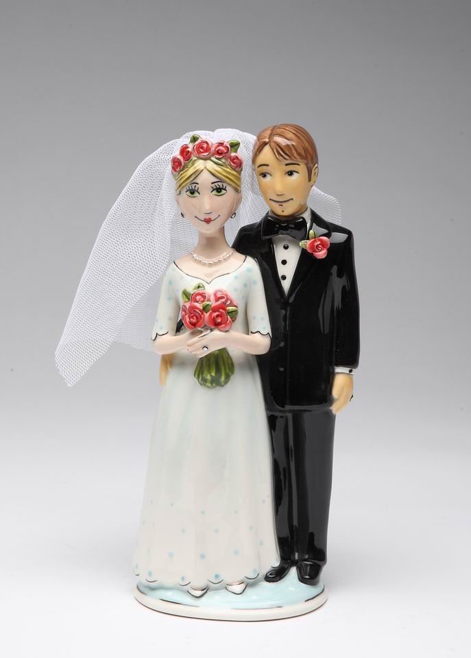 Hand Painted Ceramic Wedding Bride & Groom Cake Topper Wedding Décor Wedding Gift Wedding Favor Anniversary Décor