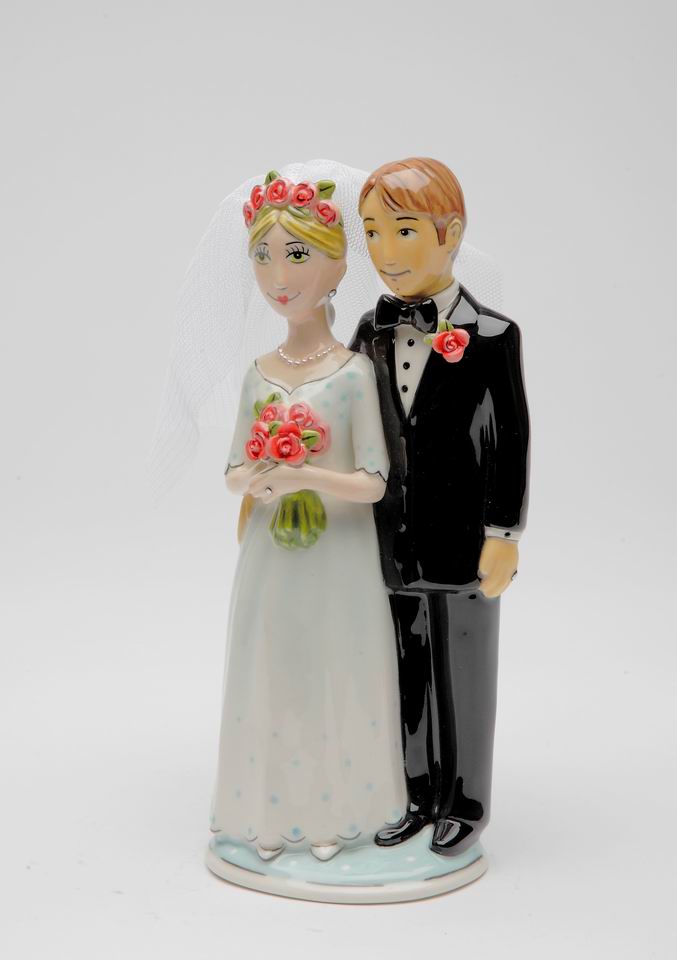 Hand Painted Ceramic Wedding Bride & Groom Cake Topper Wedding Décor Wedding Gift Wedding Favor Anniversary Décor