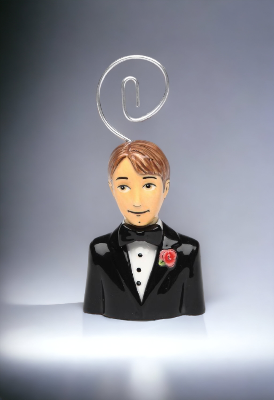 Hand Painted Ceramic Wedding Groom Card Holder Bachelor Party (Set Of 6) Wedding Decor