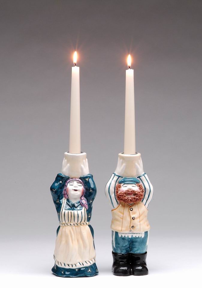 Hanukkah Shabbat "A Blessing On Your Head" Judaica Candle Holders - kevinsgiftshoppe