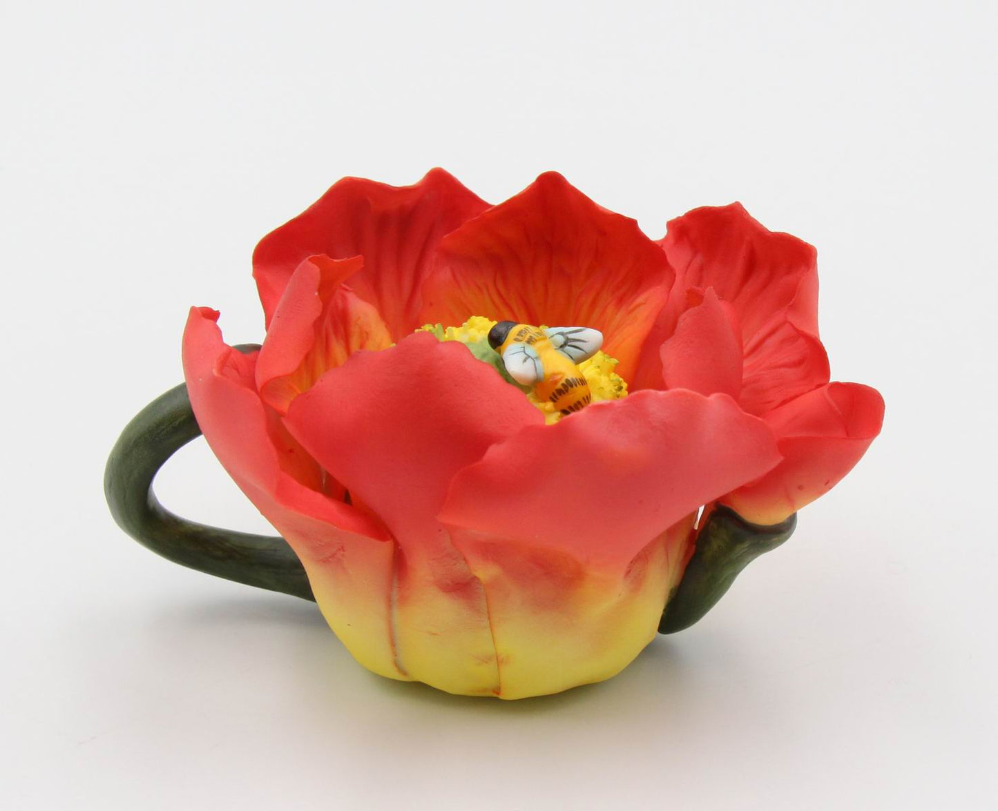 Mini Ceramic Poppy Flower with Bee Teapot Figurine Gift for Her Gift for Mom Kitchen Décor Tea Party Décor Café Décor
