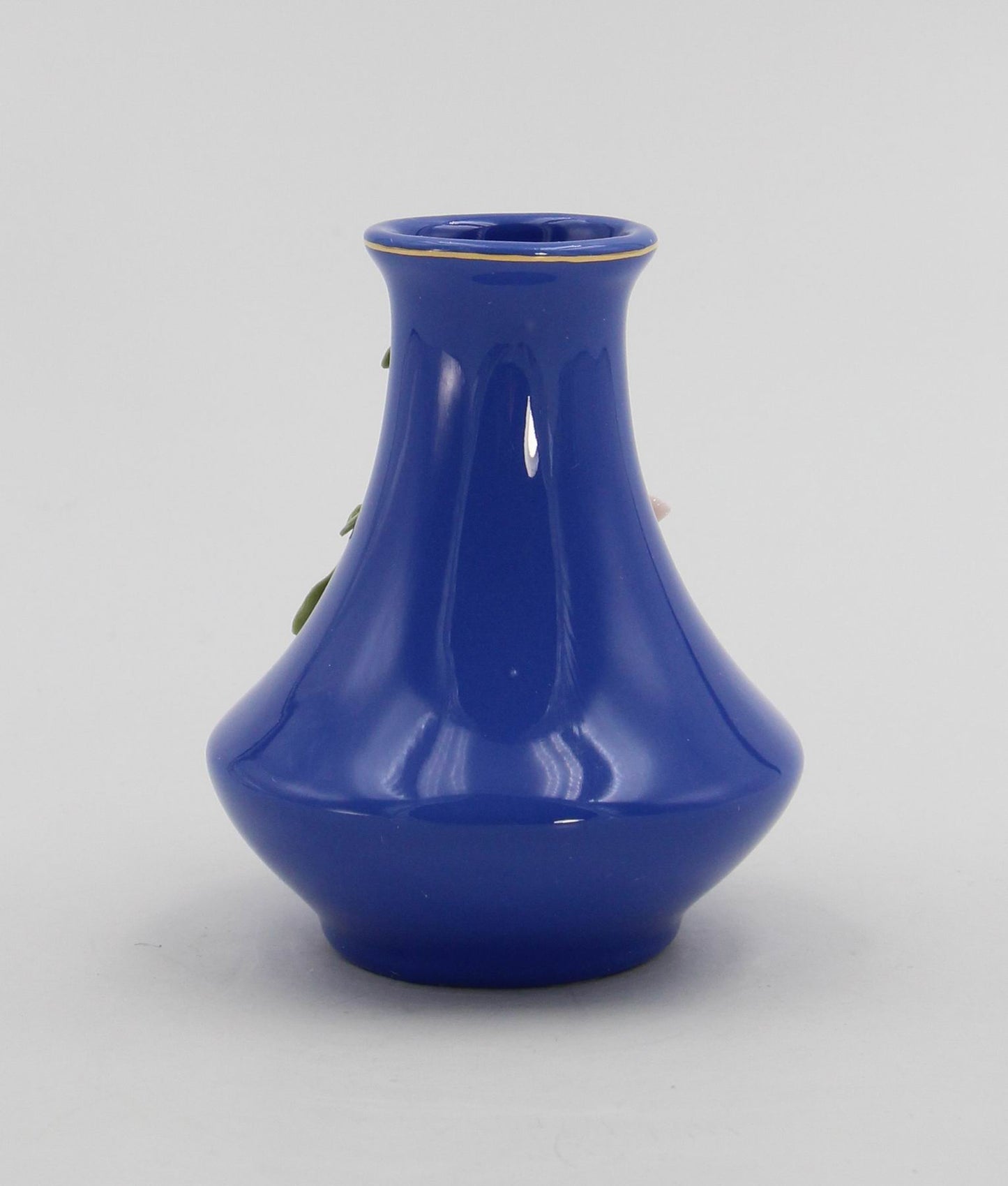 Mini Size Ceramic Sweet Pea Flower on Blue Vase Home Décor Gift for Her Gift for Mom Spring Decor