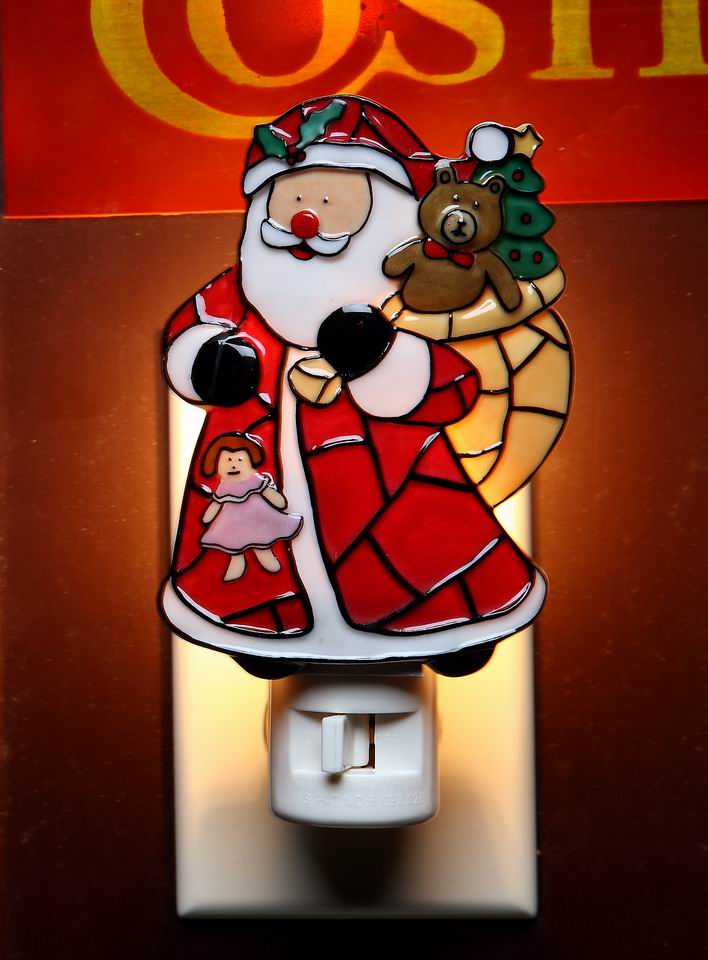 Mosaic Plug In Night Light - Santa With Gifts Home Décor Gift for Her Gift for Mom Kitchen Décor Christmas Décor