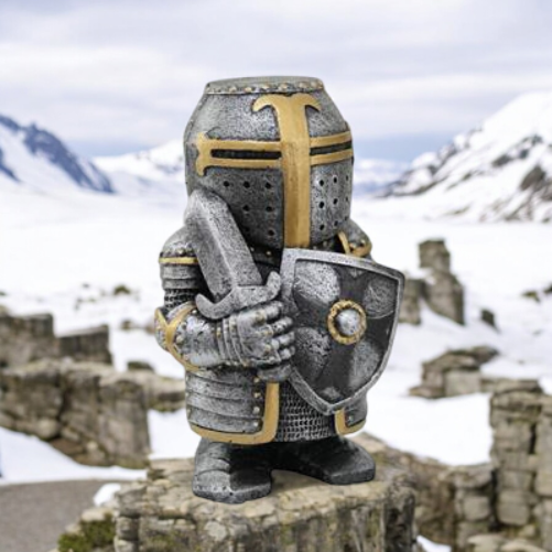 Polyresin Medieval Crusader Knight with Sword and Shield Figurine Gift for Him Boardgame Piece Decor - Figurine